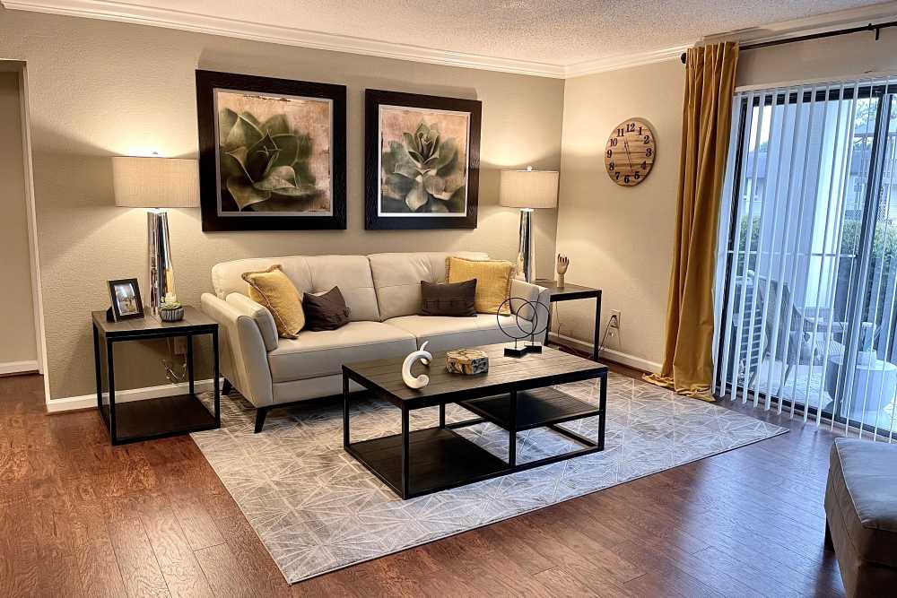 Dinning area with view of kitchen at The Abbey at Riverchase in Hoover, Alabama