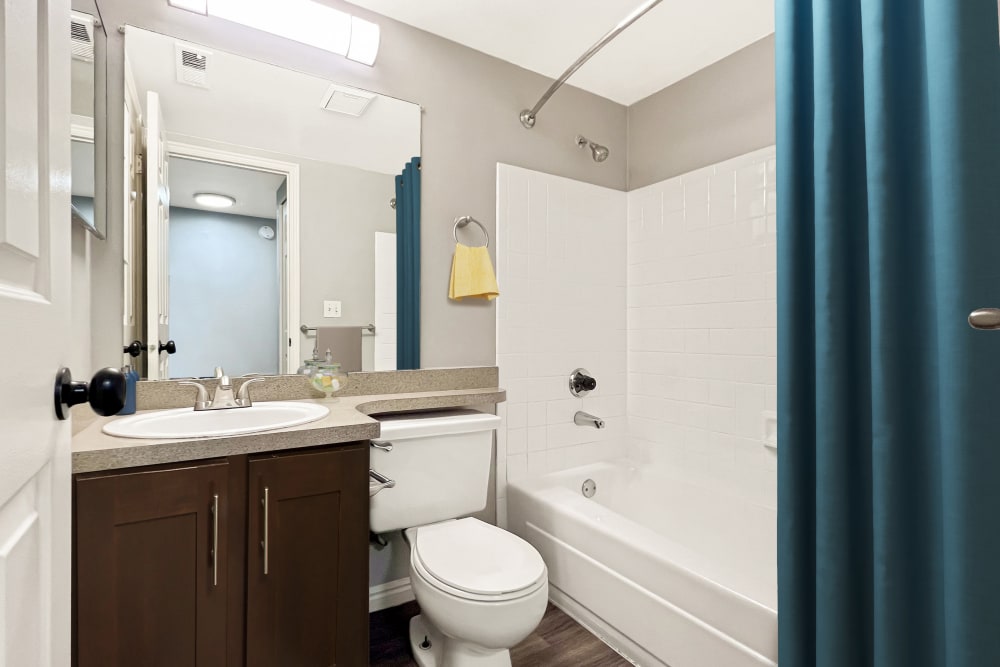 Bathroom with a large vanity at Royal Farms Apartments in Salt Lake City, Utah