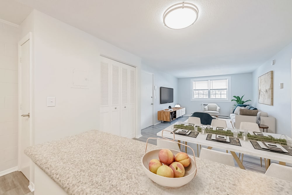 Dining Area and Living Room at Eagle Rock Apartments at Nashua in Nashua, New Hampshire
