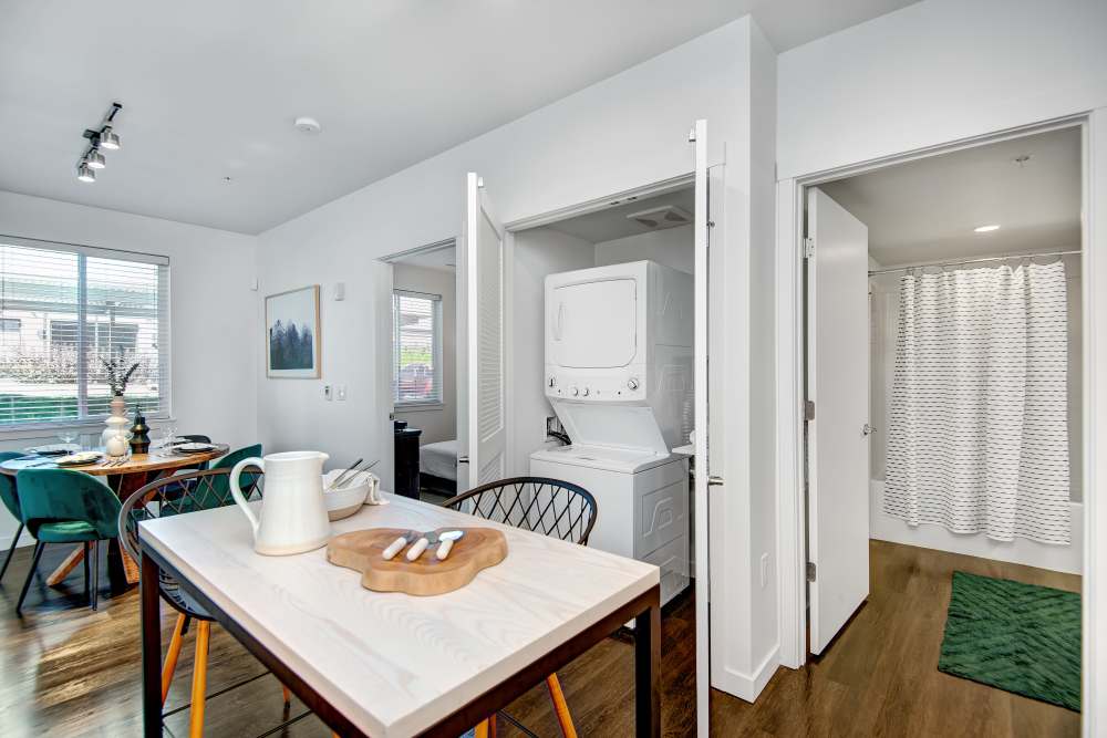 Laundry and dining table at Ambrose in Bremerton, Washington