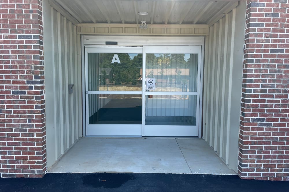 sliding glass door entrance at AAA Self Storage of Clemmons in Clemmons, North Carolina