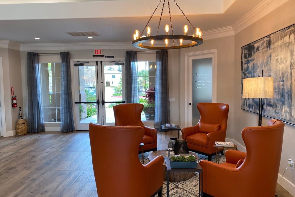 Our community clubhouse with a lounge area at Avery at Moorpark in Moorpark, California