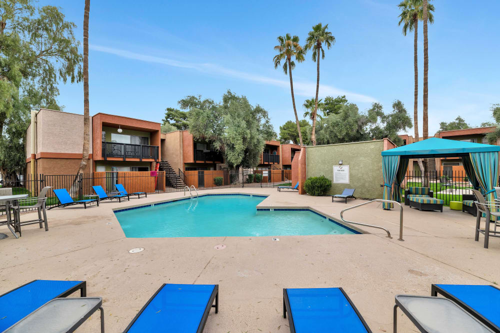 Pool with lounge chairs at Colter Park, Phoenix, Arizona