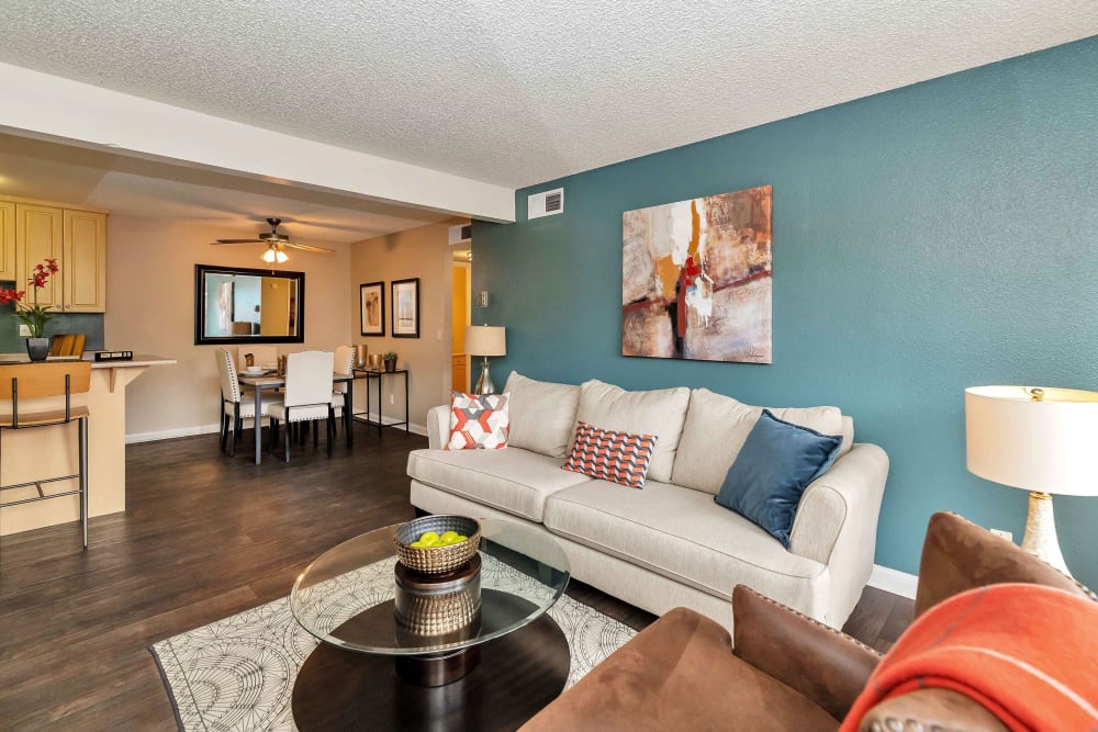 Model apartment with furnishings at Colter Park in Phoenix, Arizona