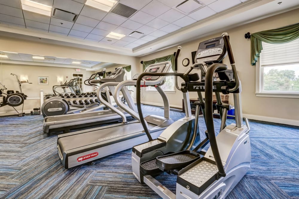 Well-equipped fitness center with cardio equipment at Marquis Place in Murrysville, Pennsylvania