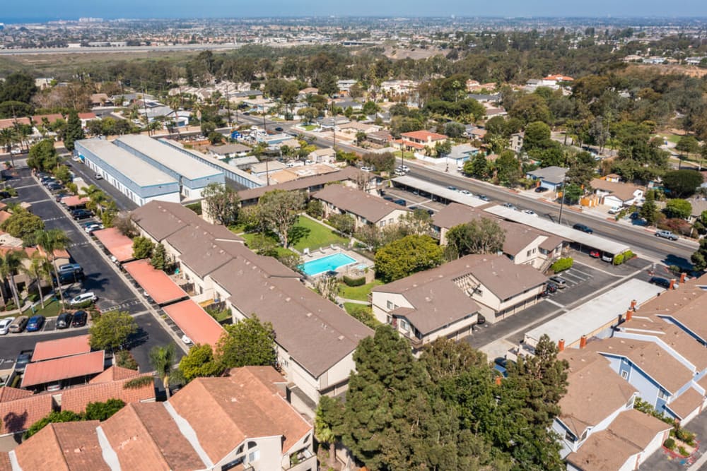 Aerial view of Westlake Village in Costa Mesa, California