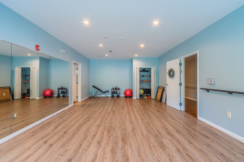 Work out room at Glenmont Abbey Village in Glenmont, New York.