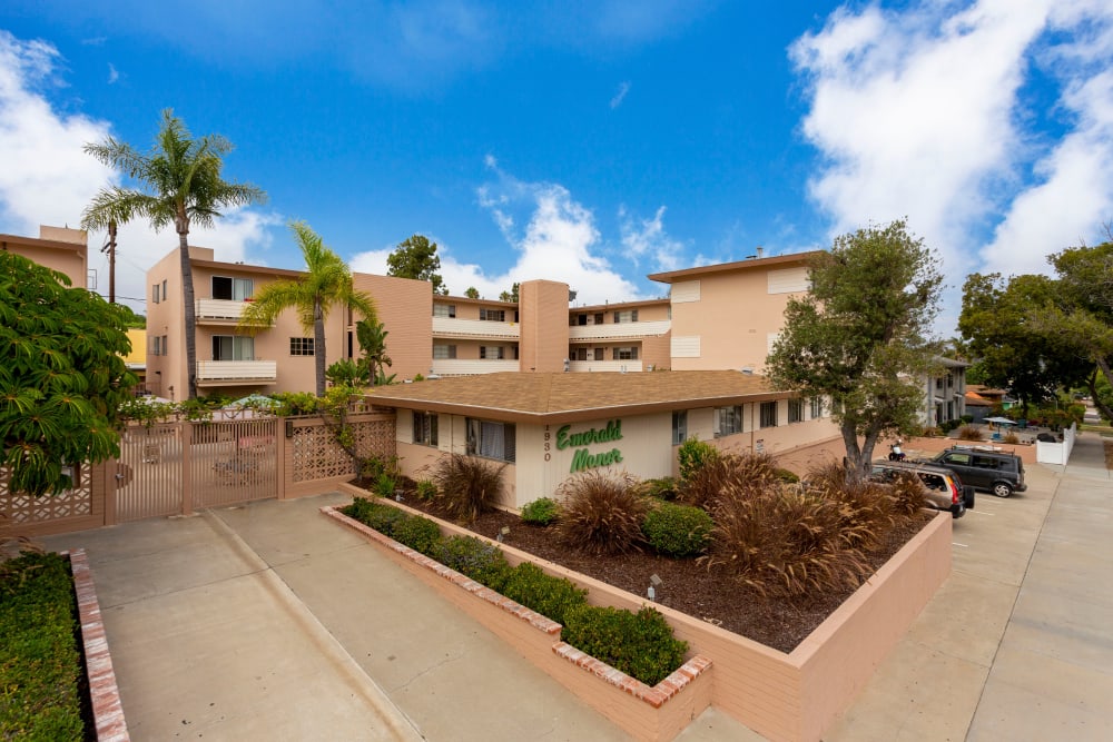 Gated parking at Emerald Manor Apartments in San Diego, California