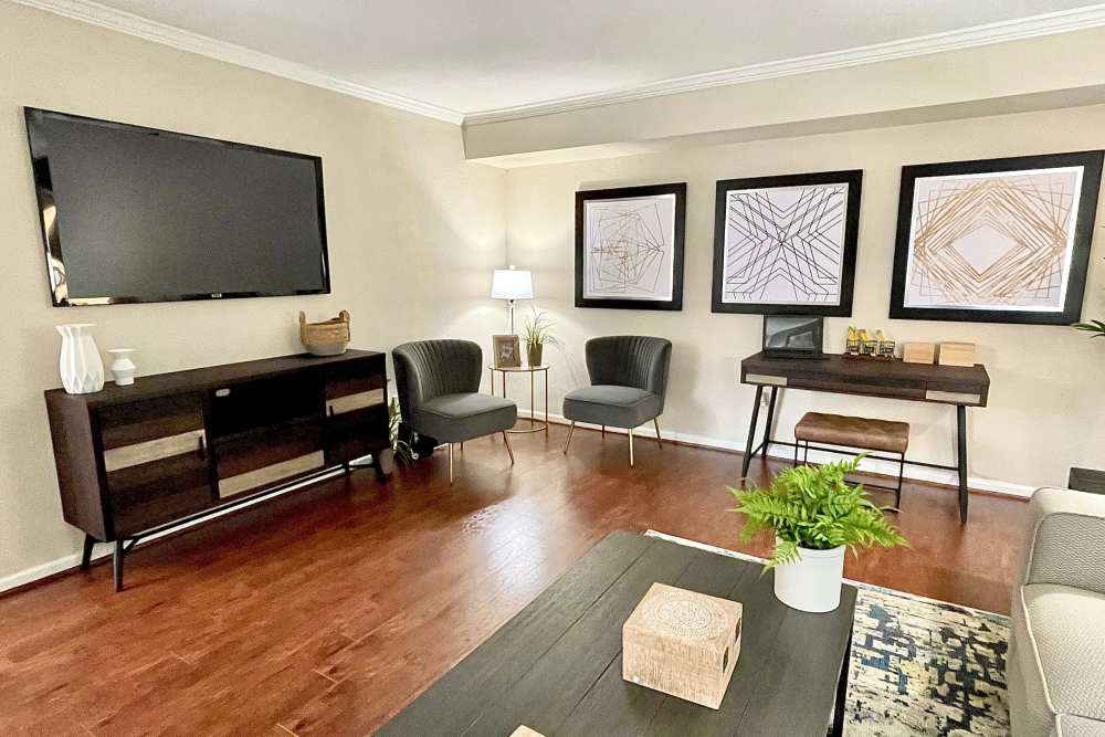 Modern living rooms at The Abbey at Jones Road in Houston, Texas
