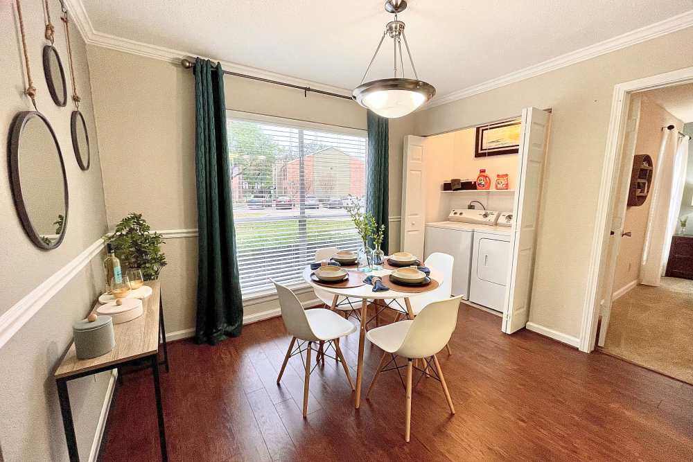 Modern dining areas at The Abbey at Jones Road in Houston, Texas