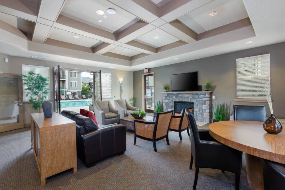 Spacious resident lounge at The Jones in Hillsboro, Oregon