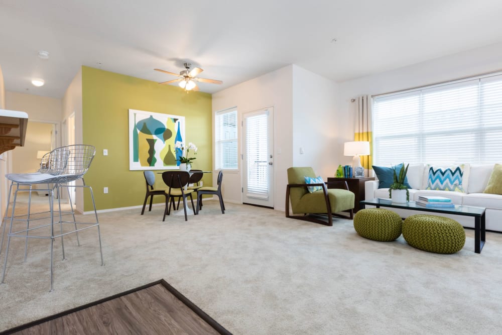 Spacious living room at Avery at Orenco Station in Hillsboro, Oregon