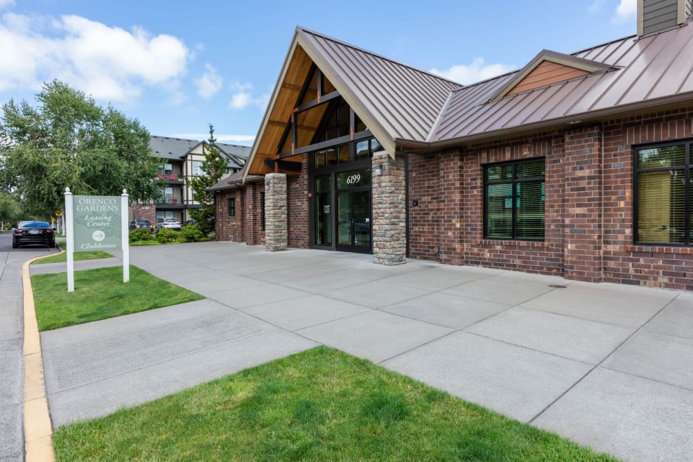 Entrance to the leasing office at Avery at Orenco Station in Hillsboro, Oregon