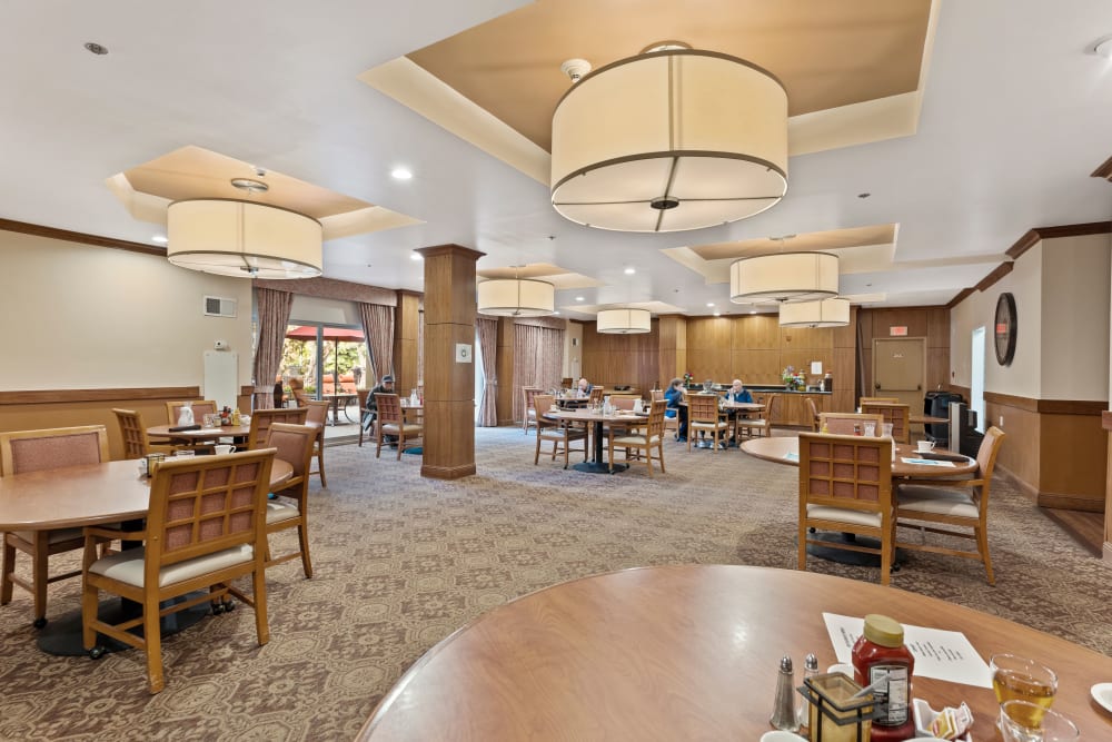 Spacious dining area at Pacifica Senior Living Burlingame in Burlingame, California