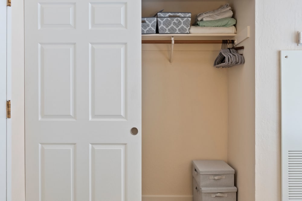 Resident bedroom closet at Pacifica Senior Living Burlingame in Burlingame, California