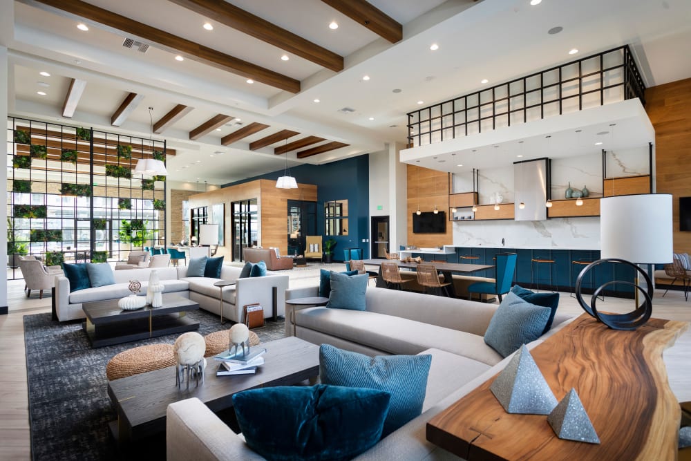 Community gathering space with a ton of seating at The Residences at Escaya in Chula Vista, California
