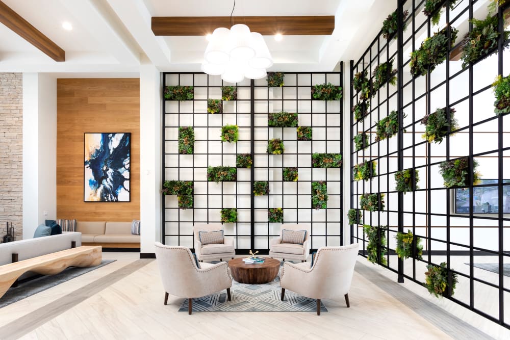 Seating area with plants at The Residences at Escaya in Chula Vista, California