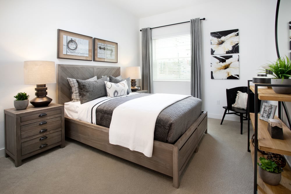 Model bedroom at The Residences at Escaya in Chula Vista, California