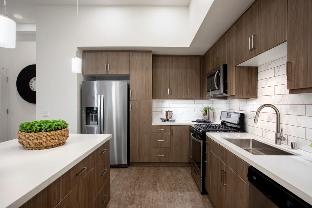 Model kitchen space at The Residences at Escaya in Chula Vista, California