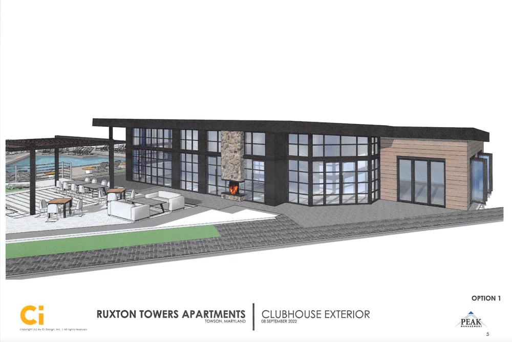 Coming Soon! New Clubhouse & Pool Area at Ruxton Towers Apartments in Towson, Maryland