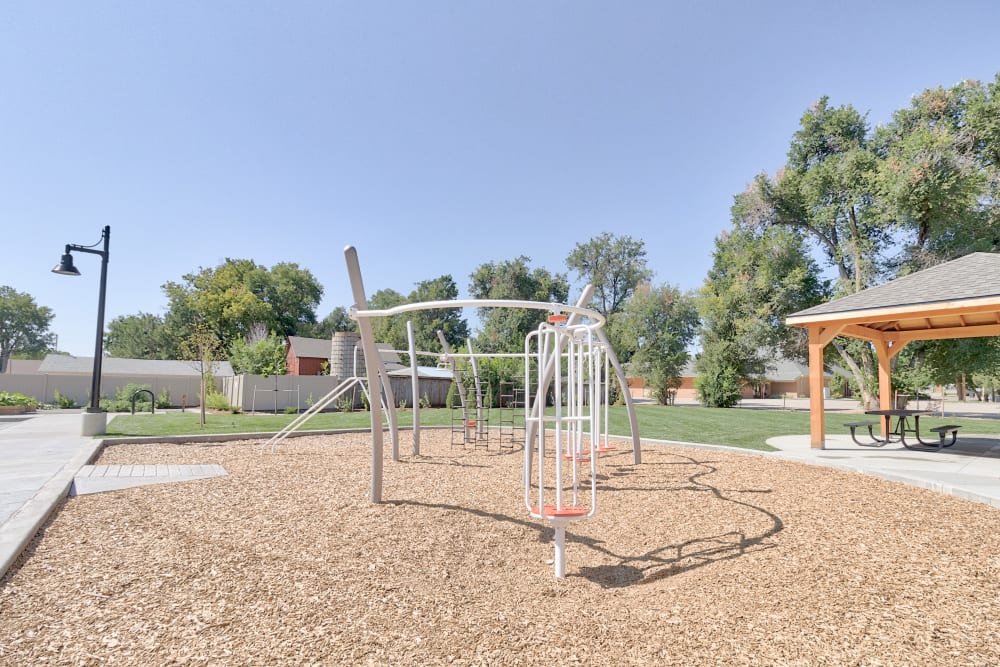 Playground equipment at Fields on 15th Apartment Homes in Longmont, Colorado