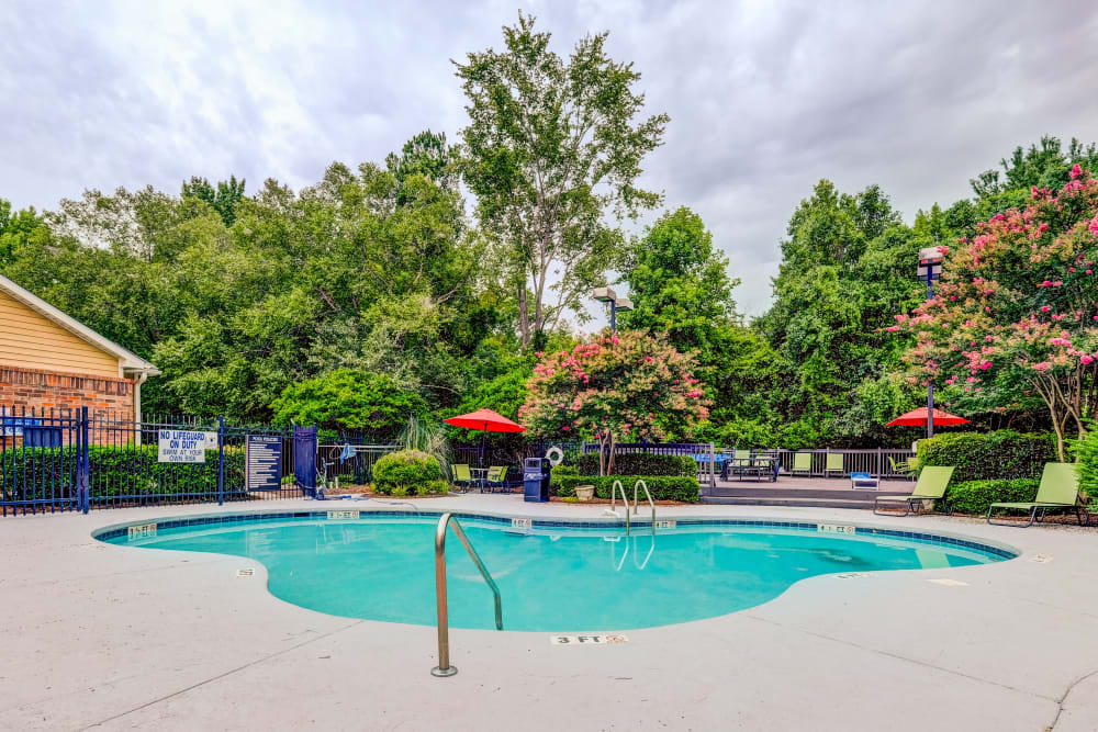 Sparkling swimming pool at Hampton Greene Apartment Homes in Columbia, South Carolina