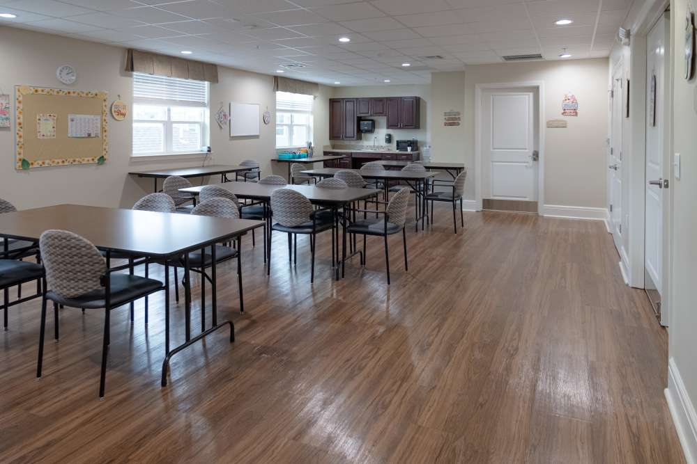 Dining space area at Harmony at Martinsburg in Martinsburg, West Virginia