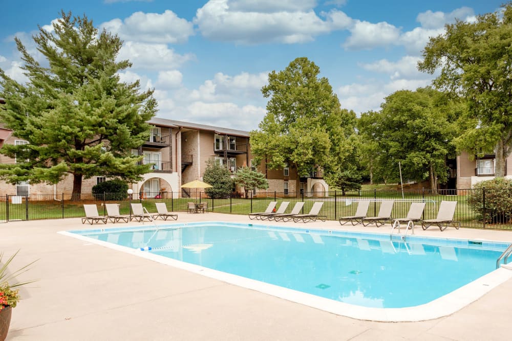Swimming pool at The Village at Crestview Apartments in Madison, Tennessee
