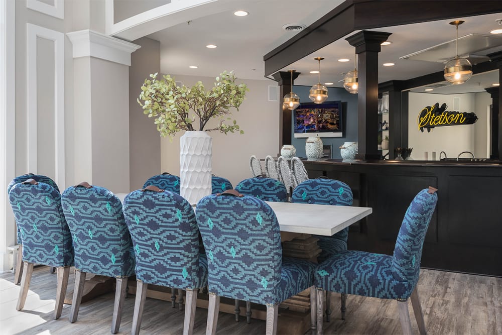 Meeting table in the clubhouse at The Village at Stetson Square in Cincinnati, Ohio