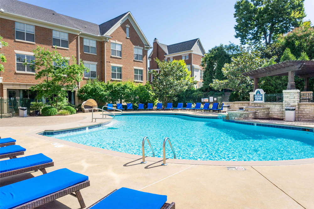 Resort-style swimming pool at The Village at Stetson Square in Cincinnati, Ohio