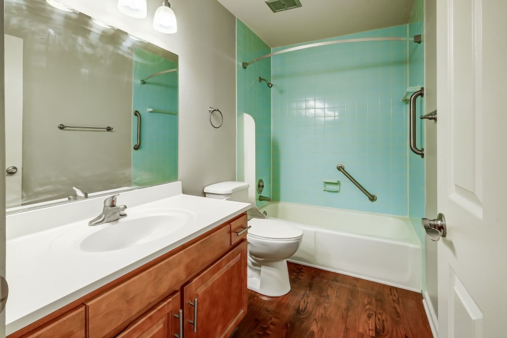 Updated bathroom at Nineteen North Apartments in Pittsburgh, Pennsylvania