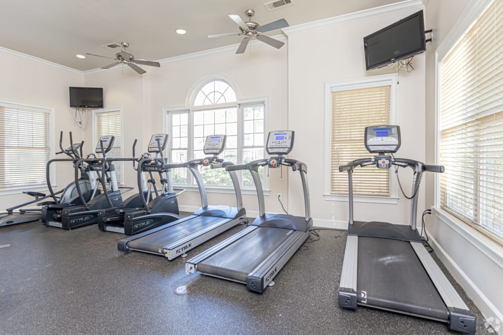 Treadmills in the fitness center at Houma Highlands in Houma, Louisiana