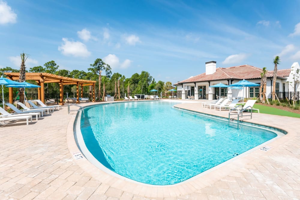 Resort-style salt water pool at Estero Parc in Estero, Florida