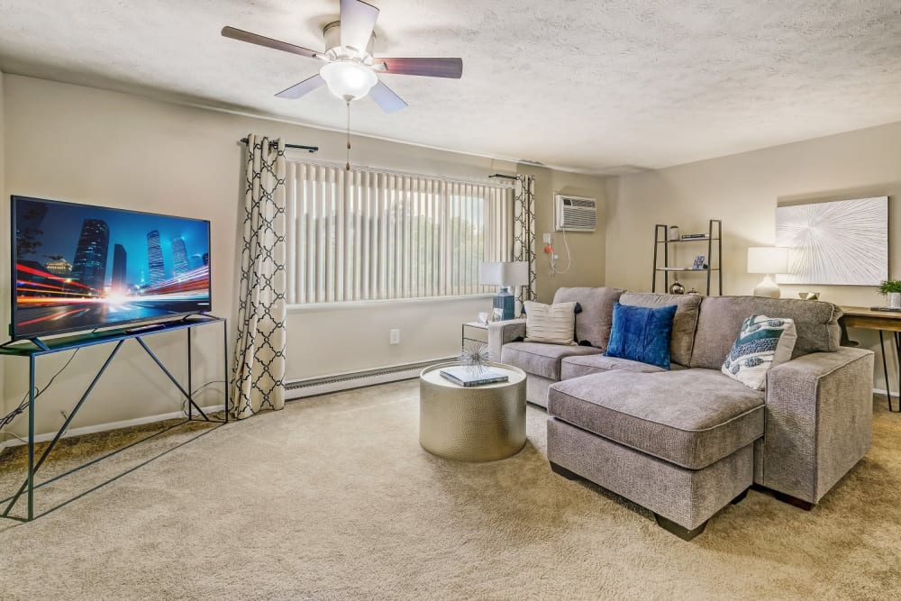 Spacious living room at Park Place of South Park in South Park, Pennsylvania
