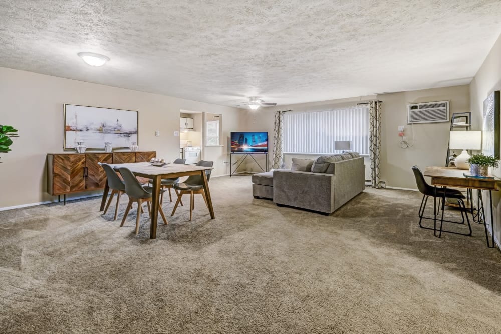 Spacious living room at Park Place of South Park in South Park, Pennsylvania