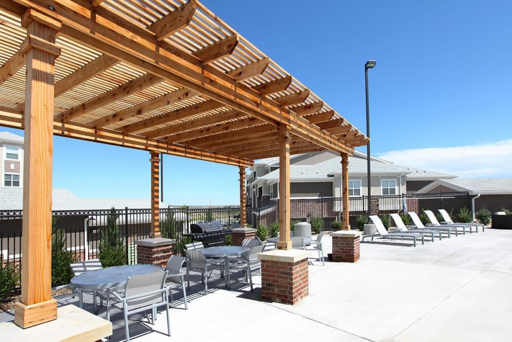 Community grilling area at Outlook Ridge in Pueblo, Colorado