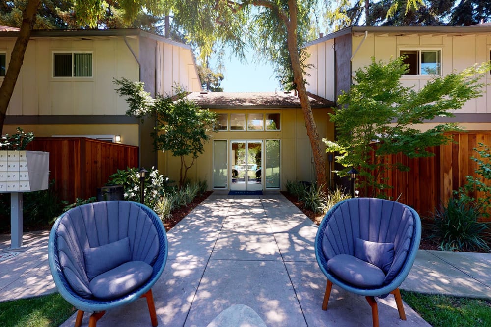 Patio seating at Montecito Apartments in Santa Clara, California