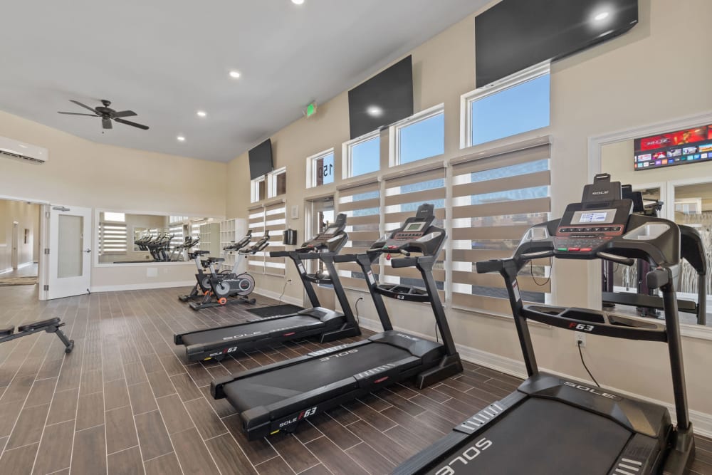 Workout room with everything you need at Johnstown Plaza in Johnstown, Colorado