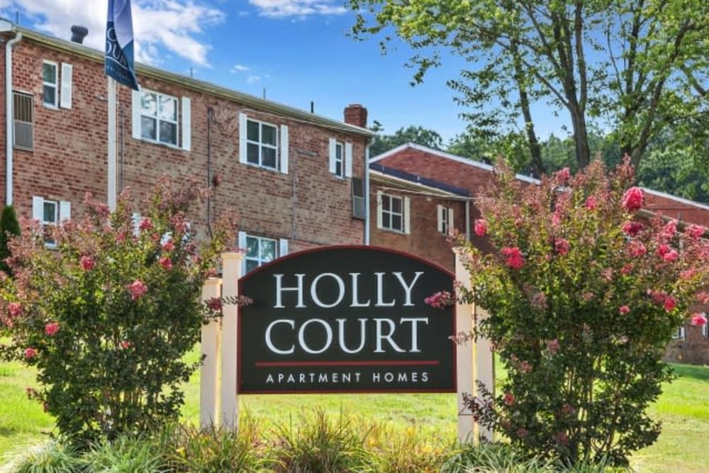 Welcoming sign at Holly Court, Pitman, New Jersey
