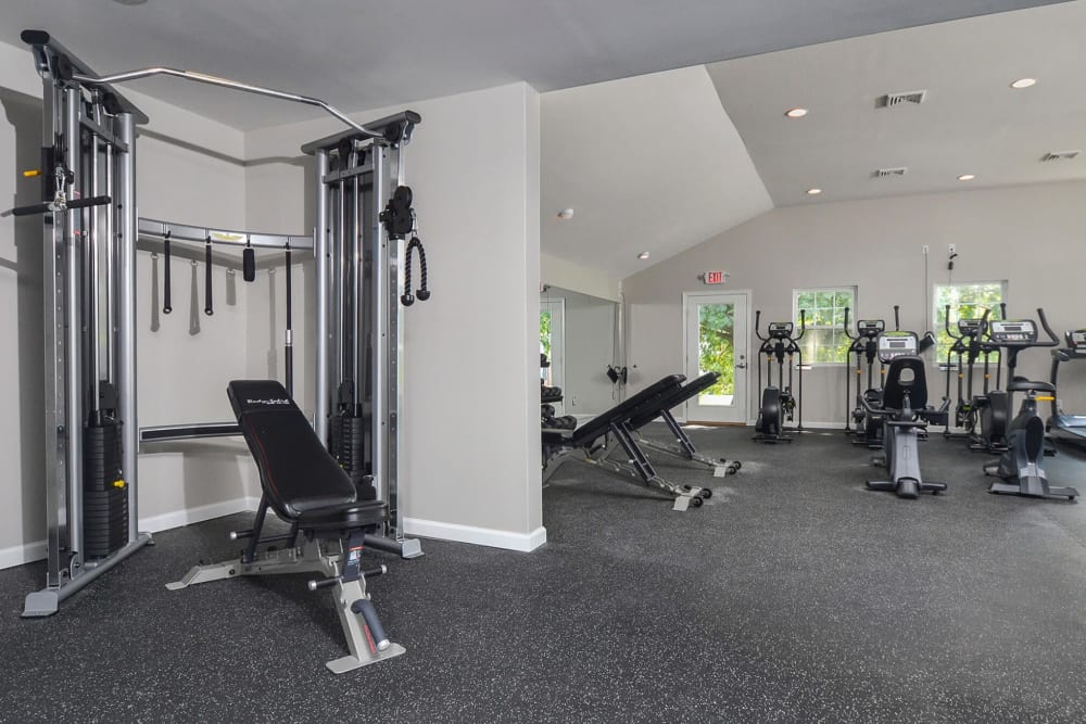 Spacious fitness center at River Pointe in Bethlehem, Pennsylvania