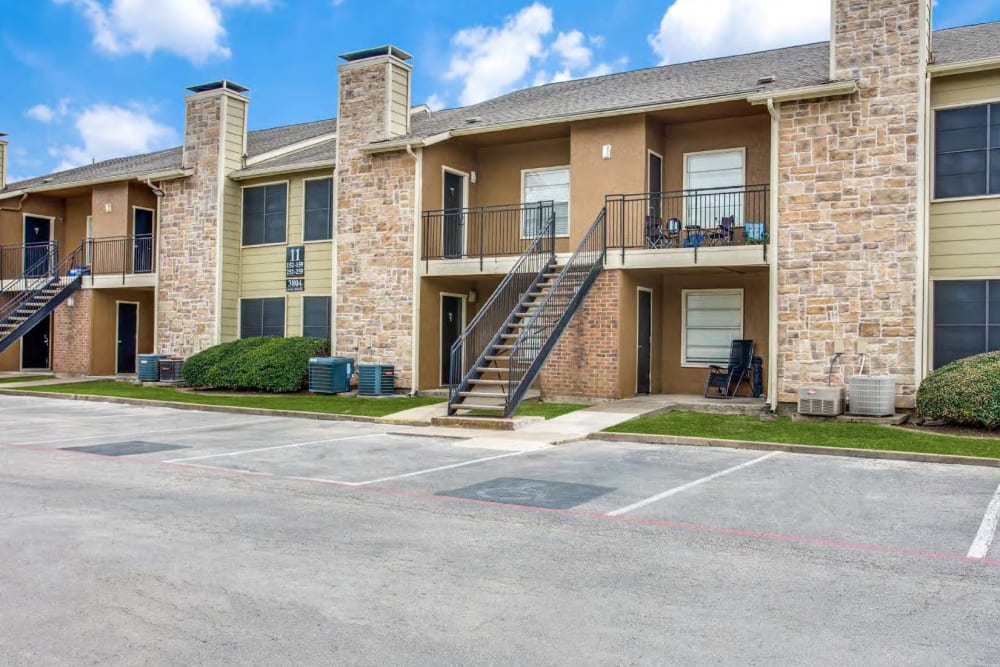 Parking spaces in front of apartments at Clear Fork Trail in Benbrook, Texas
