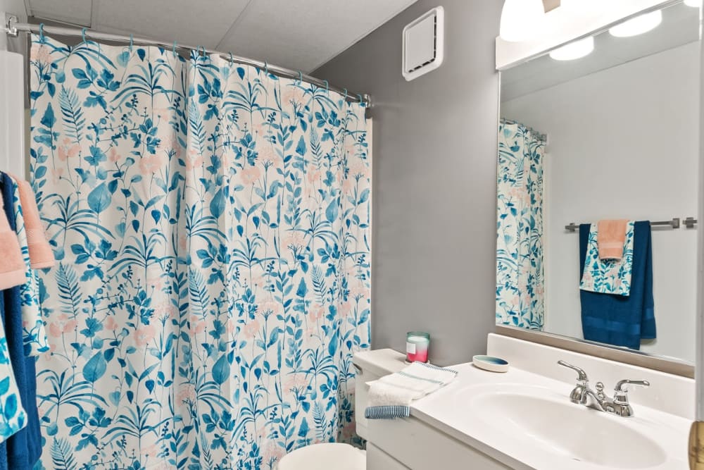 Updated bathroom at Oxford Manor Apartments & Townhomes in Mechanicsburg, Pennsylvania