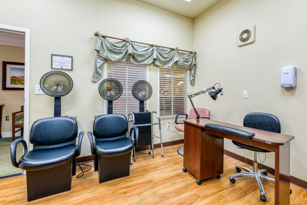 Hair salon at Pacifica Senior Living Fresno in Fresno, California
