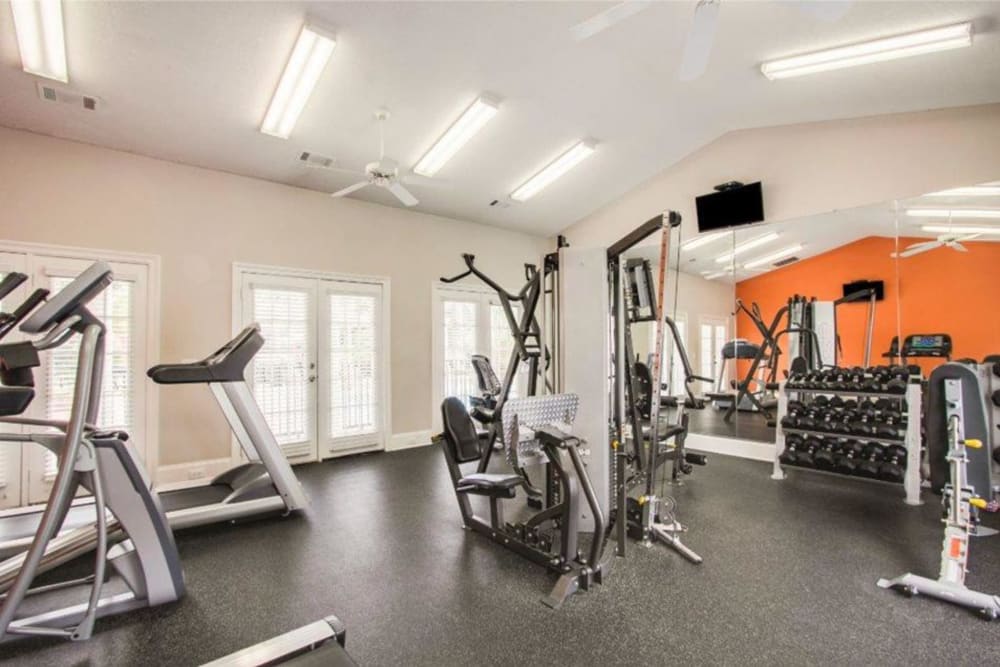 Equipment in the fitness center at The Gables in Ridgeland, Mississippi