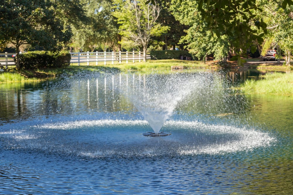 A water spout in the community pond at Arbor Gates in Fairhope, Alabama