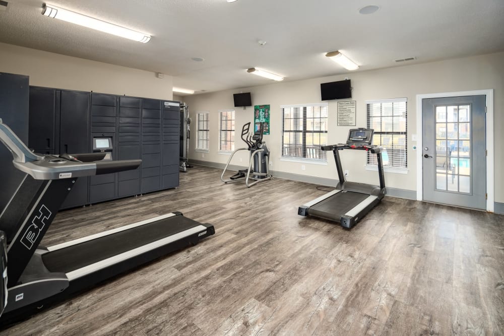 Interior of the fitness center at The Oaks of St. Clair in Moody, Alabama