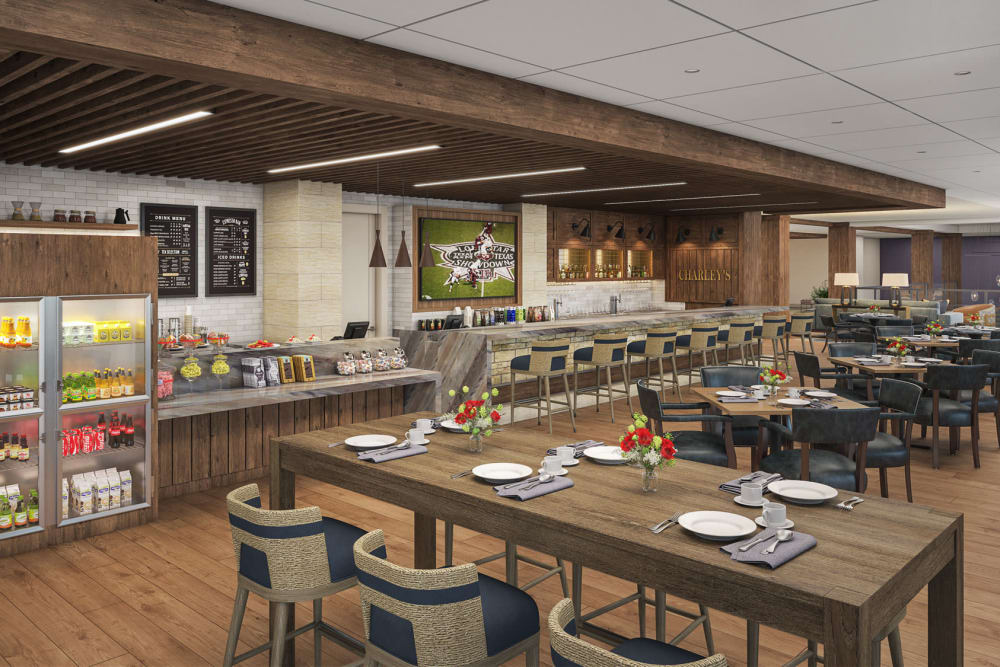 Interior dining area of Touchmark at Emerald Lake in McKinney, Texas