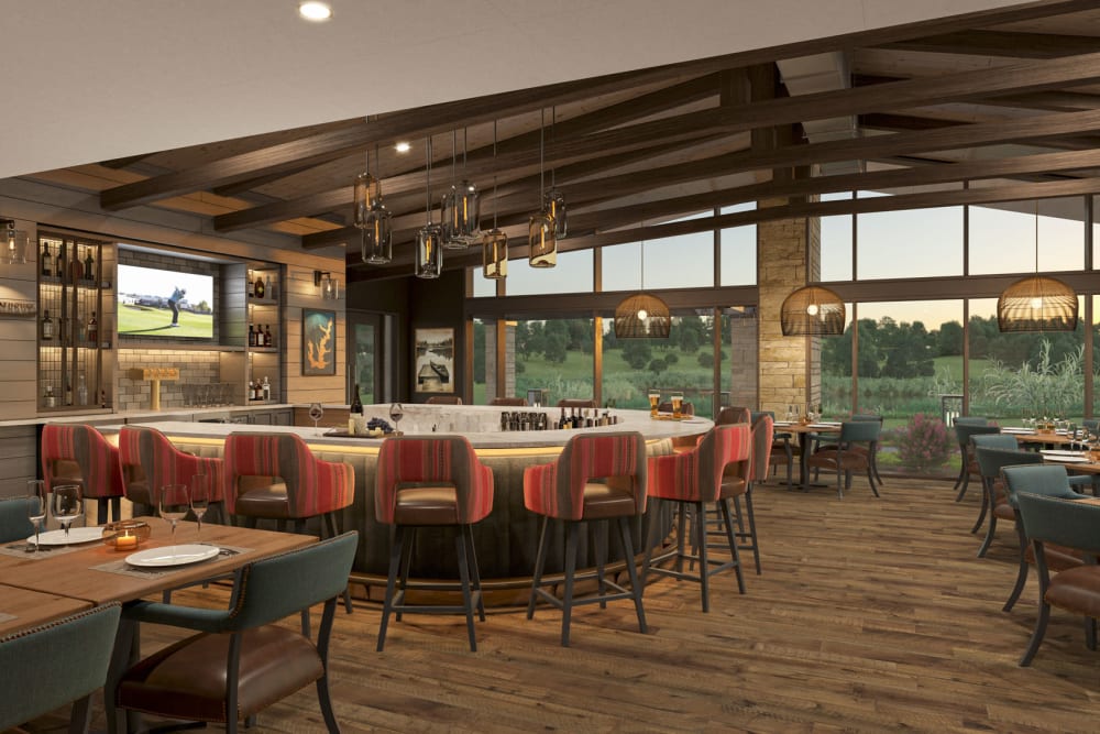 Interior restaurant bar of Touchmark at Emerald Lake in McKinney, Texas 
