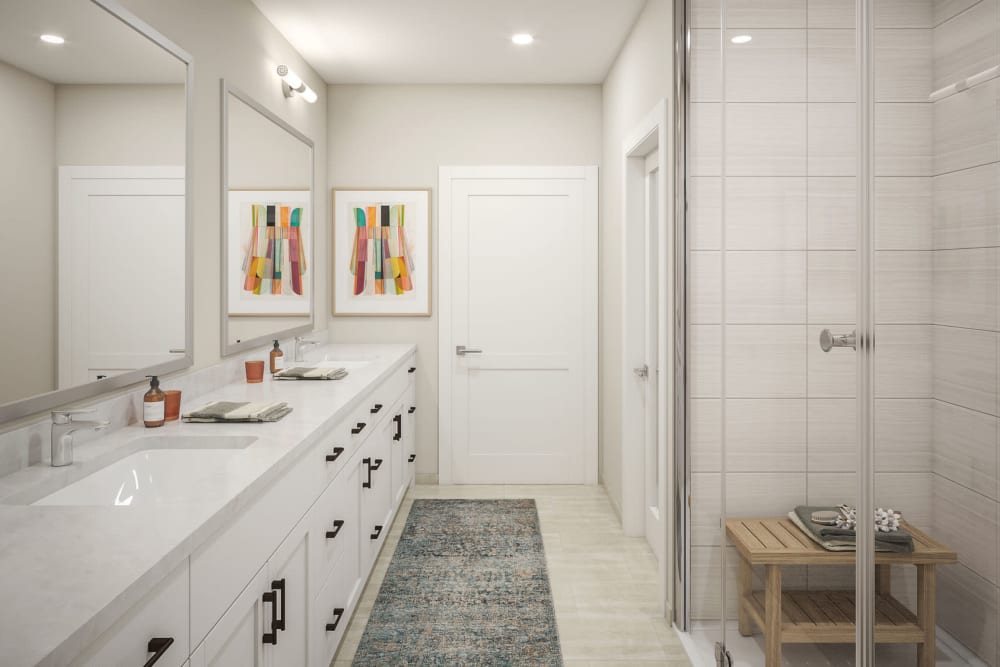 Apartment bathroom of Touchmark at Emerald Lake in McKinney, Texas