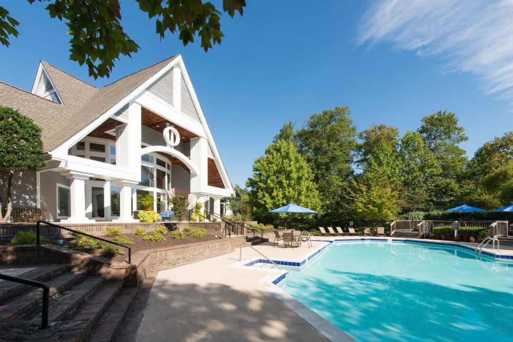 Close view of the pool at The Elms at Falls Run in Ellicott City, Maryland